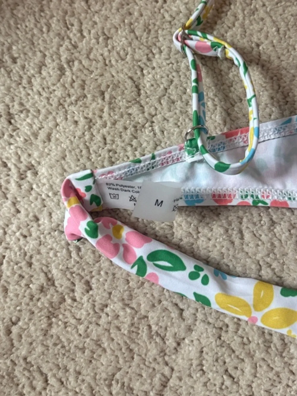 SHEIN Floral Bikini Set - White with Pink, Yellow & Blue Flowers (never worn)